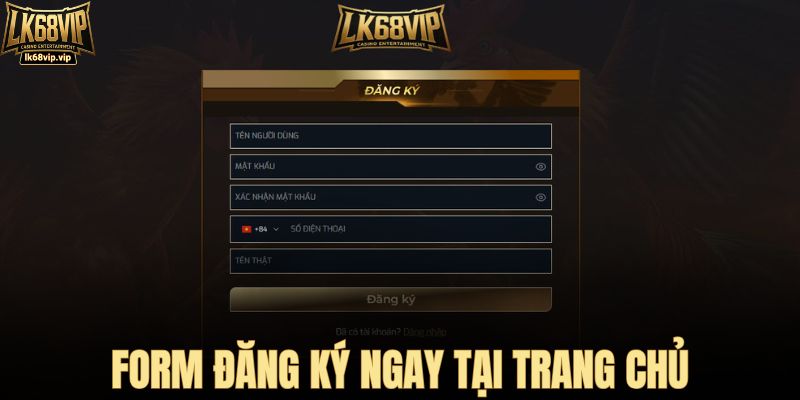 Form đăng ký ngay trang chủ